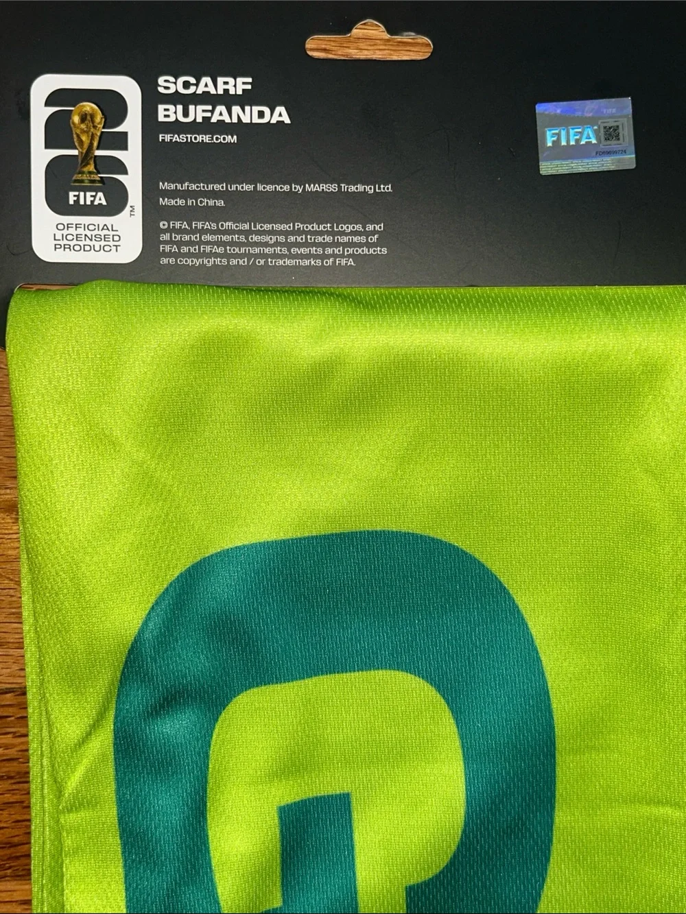 Fifa Goal Mexico Collectible Neon Green Goal Scarf Bufanda - Official Licensed